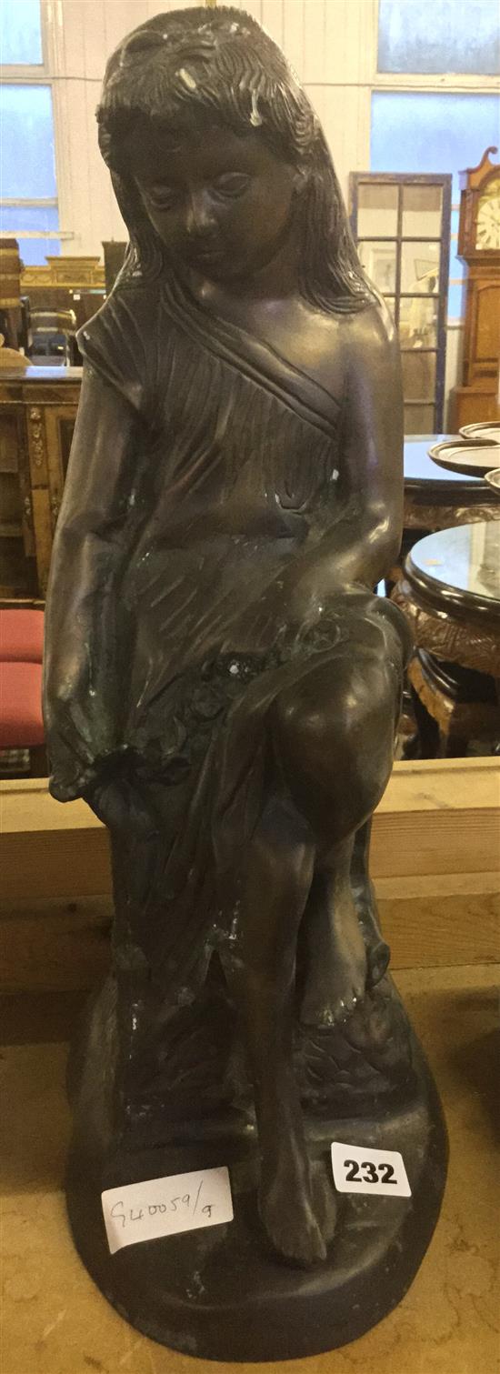 Spelter figure of a girl